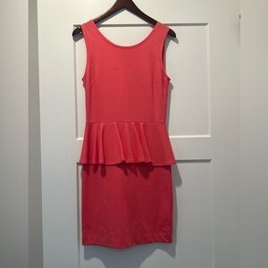 Coral Peplum Style Dress